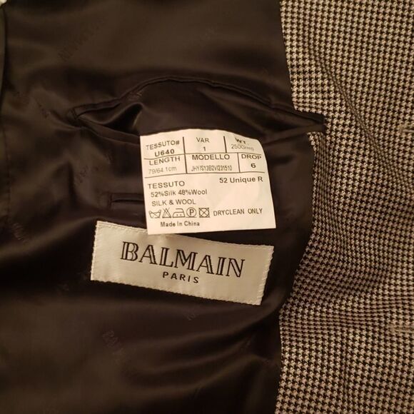 Balmain men's houndstooth Large sportscoat jacket black and white Blazer - Picture 3 of 4